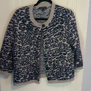 Chic Ann Taylor Leopard Print Sweater - Blue and Gray